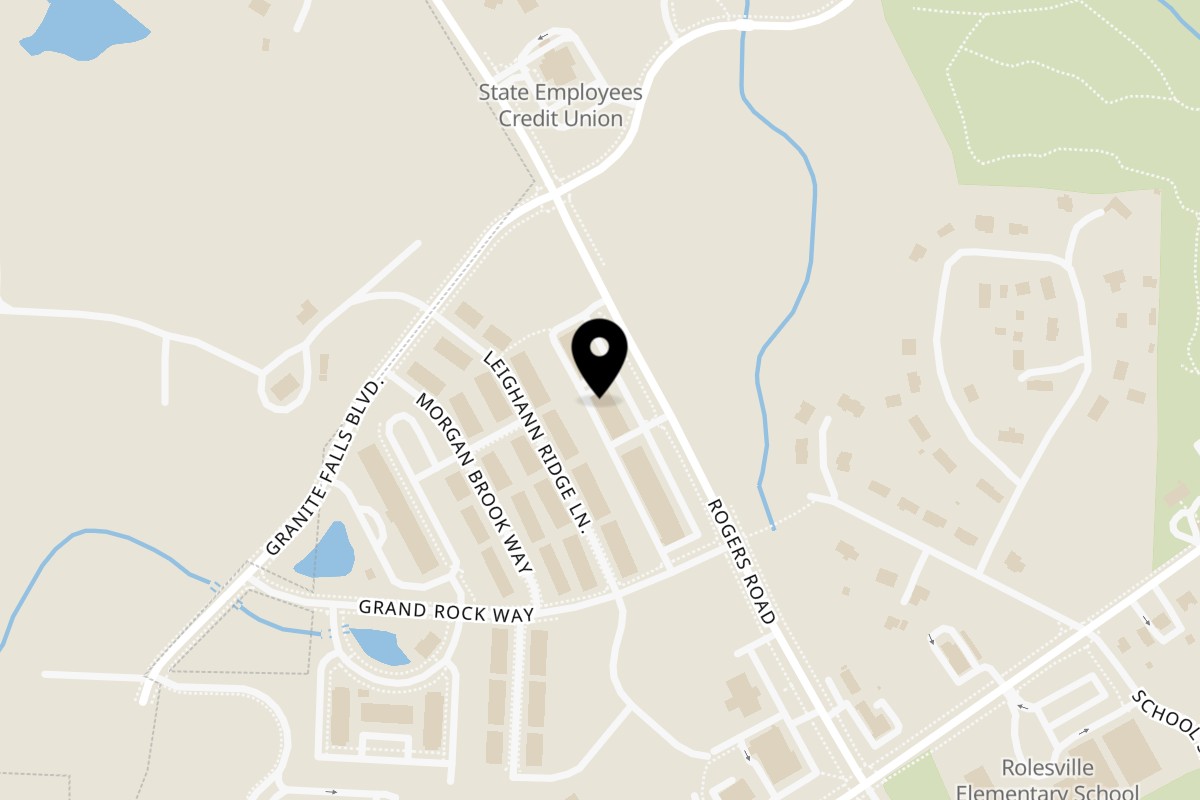 Map showing the location of Granchio Seafood & Pasta Restaurant on 6210 Rogers Road in Rolesville